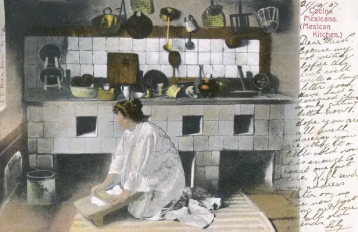 Framed Print : Woman at work in a kitchen, Mexico Framed Print : Woman at work in a kitchen, Mexico