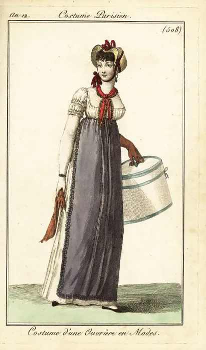 Framed Print : Woman working in the fashion industry, Paris, 1803 Framed Print : Woman working in the fashion industry, Paris, 1803