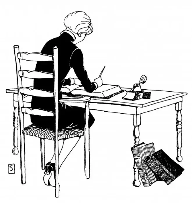 Framed Print : Woman Writes at Table Framed Print : Woman Writes at Table