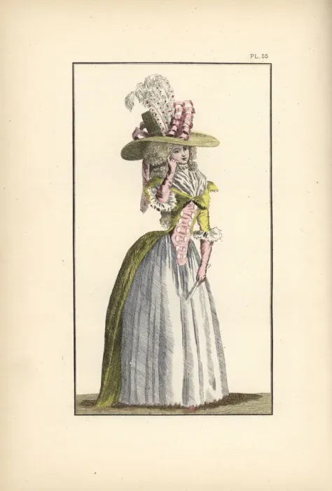 Framed Print : Woman in yellow taffeta demi-redingote, 1788 Framed Print : Woman in yellow taffeta demi-redingote, 1788