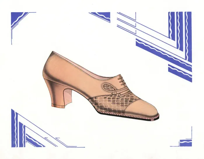 Framed Print : Womans brogue shoe design in brown leather, 1930 Framed Print : Womans brogue shoe design in brown leather, 1930
