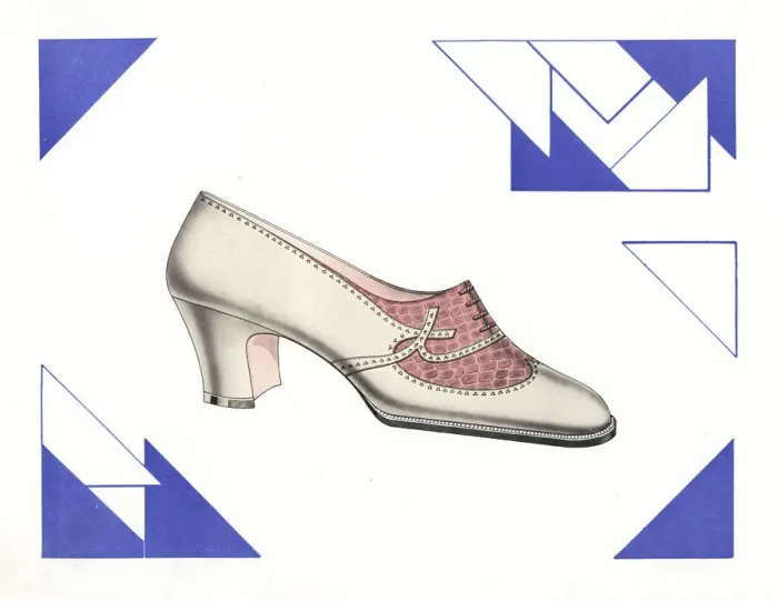 Framed Print : Womans brogue shoe design in ivory leather, 1930 Framed Print : Womans brogue shoe design in ivory leather, 1930