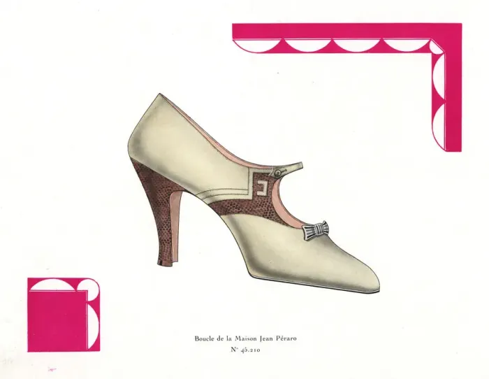 Framed Print : Womans buckle shoe in ivory leather with snakeskin detail Framed Print : Womans buckle shoe in ivory leather with snakeskin detail