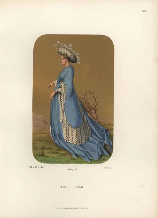 Framed Print : Womans dress from the early 15th century Framed Print : Womans dress from the early 15th century