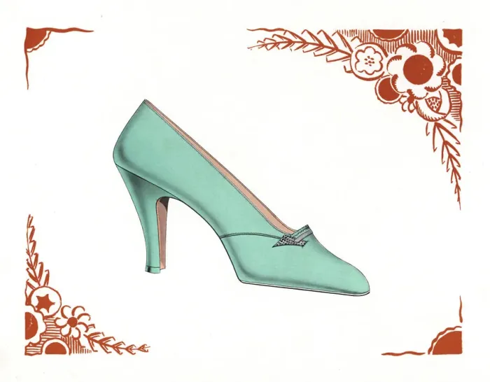 Framed Print : Womans shoe design in jade green leather Framed Print : Womans shoe design in jade green leather