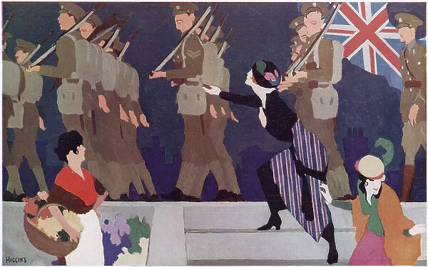 Women admire the brave young men as they march away to death or glory Date: 1915