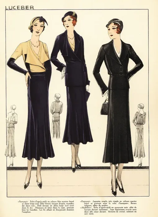 Framed Print : Women in afternoon dress and jacket by Luceber, 1931 Framed Print : Women in afternoon dress and jacket by Luceber, 1931