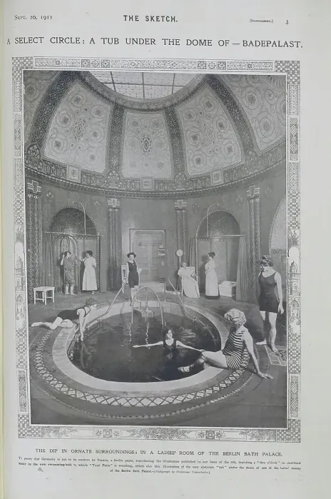 Framed Print : Women bathing in ornate, columned, Berlin Bath Palace Framed Print : Women bathing in ornate, columned, Berlin Bath Palace