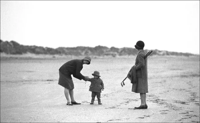 Framed Print : Two women and a child on the beach, Devon Framed Print : Two women and a child on the beach, Devon