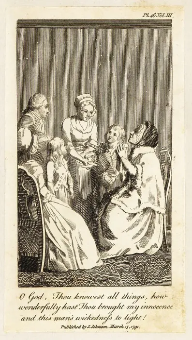 Framed Print : Women and children seated in a parlor, 18th century Framed Print : Women and children seated in a parlor, 18th century