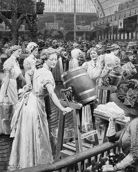 Women churning buttermilk