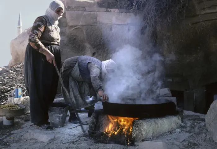 Framed Print : Two women cooking - near mosque, Uchisar, Cappadocia, Turkey Framed Print : Two women cooking - near mosque, Uchisar, Cappadocia, Turkey