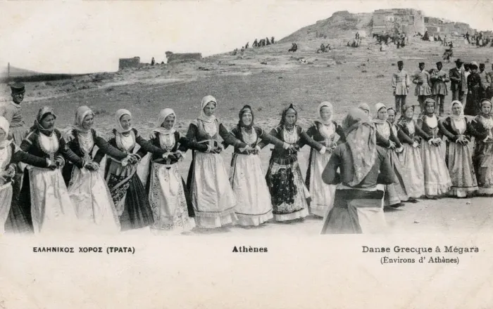 Framed Print : Women dancing at Megara, near Athens, Greece