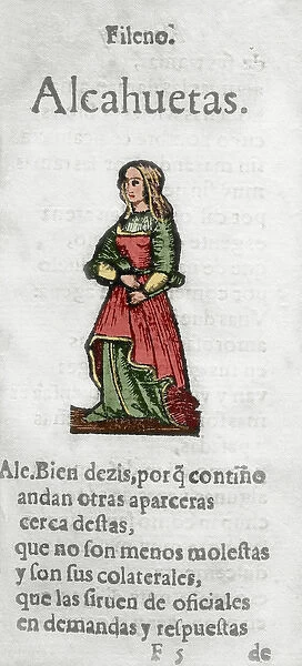 Women dialog by Cristobal de Castillejo (ca. 1490-1550). Engr