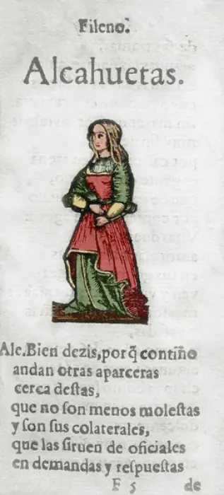 Framed Print : Women dialog by Cristobal de Castillejo (ca. 1490-1550). Engr Framed Print : Women dialog by Cristobal de Castillejo (ca. 1490-1550). Engr