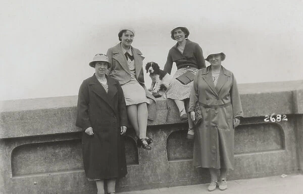 Four women and a dog on holiday