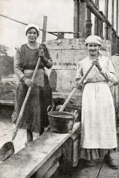Framed Print : Two women doing building work, Vienna, Austria Framed Print : Two women doing building work, Vienna, Austria