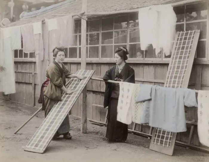 Framed Print : Women doing laundry in Japan Framed Print : Women doing laundry in Japan