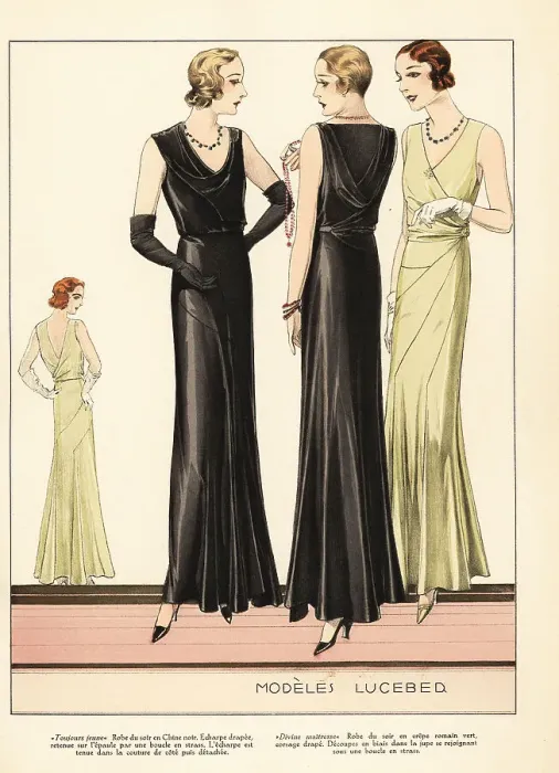 Framed Print : Women in evening dresses designed by Luceber, 1931 Framed Print : Women in evening dresses designed by Luceber, 1931