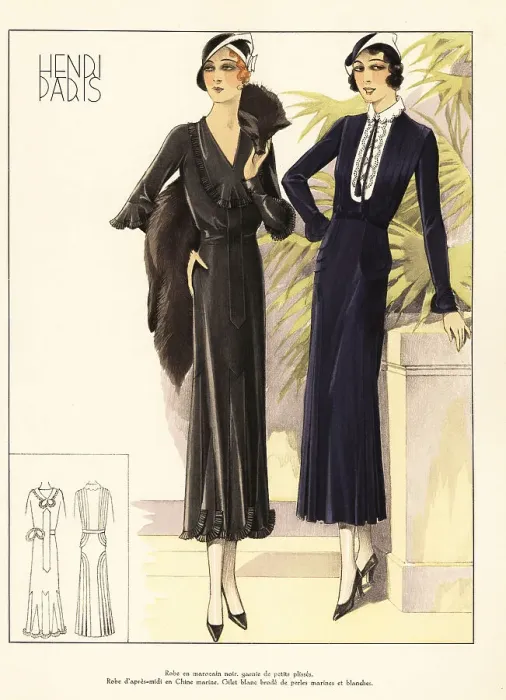 Framed Print : Women in fashionable dresses by Henri Paris, 1931