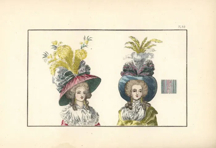 Framed Print : Women in fashionable hats of 1788 Framed Print : Women in fashionable hats of 1788