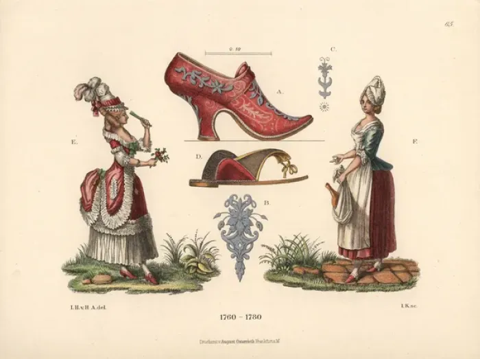 Framed Print : Women in the fashions of the mid-18th century Framed Print : Women in the fashions of the mid-18th century
