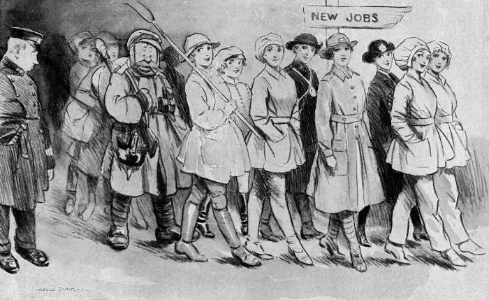 Framed Print : Women finding themselves suddenly unemployed in 1919 Framed Print : Women finding themselves suddenly unemployed in 1919