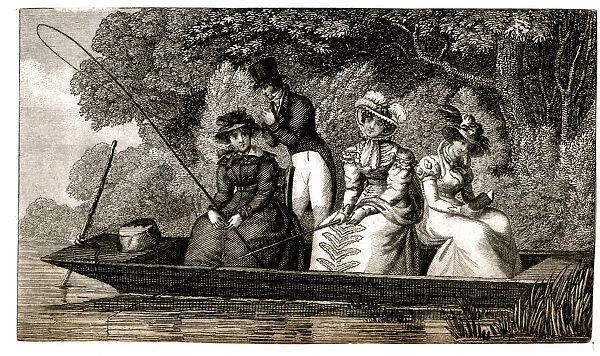 Women fishing from a punt