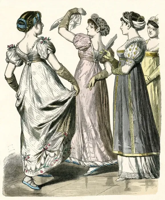 Framed Print : Four women in French and German costume Framed Print : Four women in French and German costume