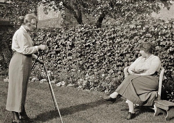 Two women in a garden