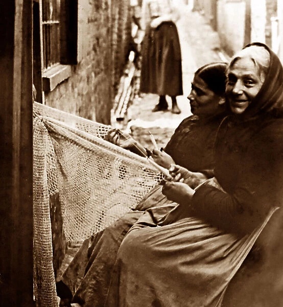 Women in Great Yarmouth making shawls