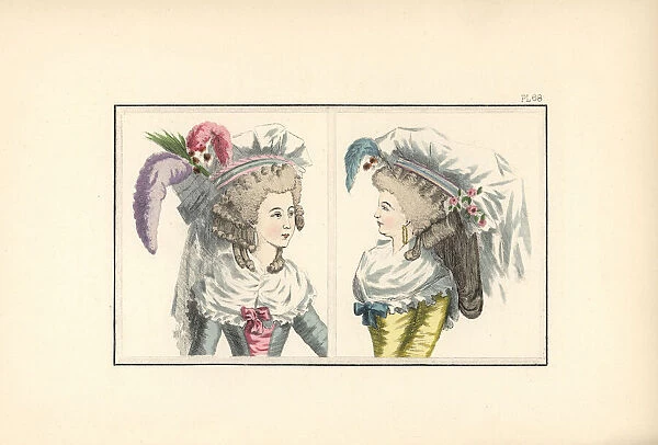 Women in hairstyles and hats of 1788