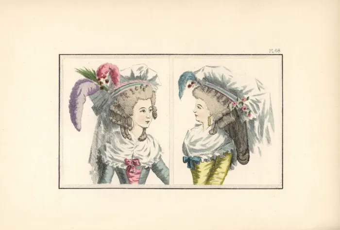 Framed Print : Women in hairstyles and hats of 1788 Framed Print : Women in hairstyles and hats of 1788