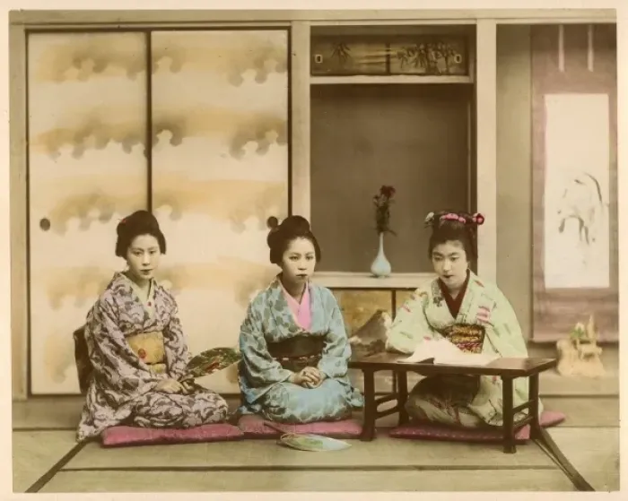 Framed Print : Three women in kimonos Framed Print : Three women in kimonos