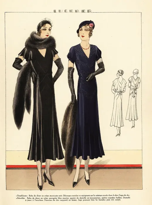 Framed Print : Women in luxury dinner dresses by Luceber, 1931 Framed Print : Women in luxury dinner dresses by Luceber, 1931