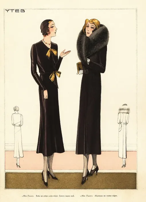 Framed Print : Women in matching dress and coat by Yteb, 1931 Framed Print : Women in matching dress and coat by Yteb, 1931