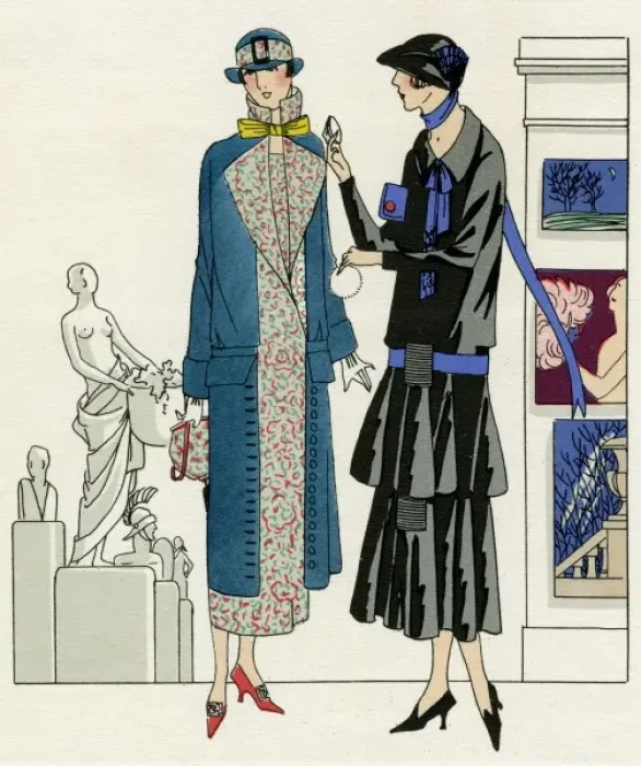 Framed Print : Two women in outfits by Bernard and Premet Framed Print : Two women in outfits by Bernard and Premet