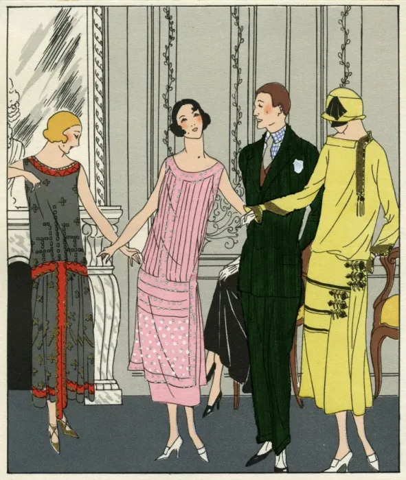 Framed Print : Three women in outfits by Doeuillet Framed Print : Three women in outfits by Doeuillet