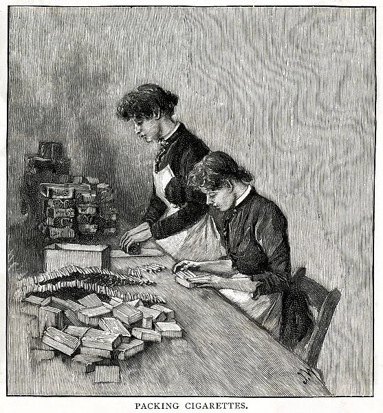Women packing cigarettes at Copes factory, Liverpool 1891