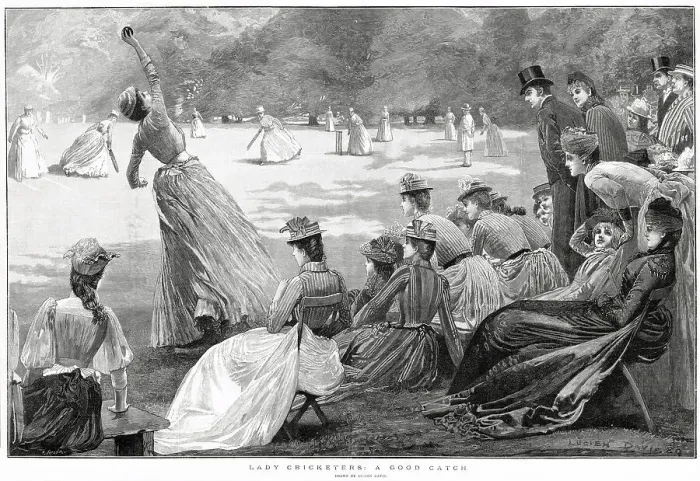 Framed Print : Women Playing Cricket 1889 Framed Print : Women Playing Cricket 1889