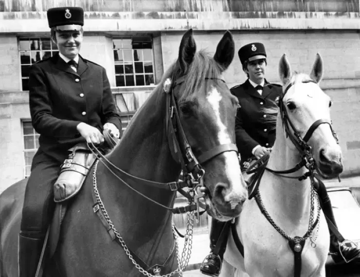 Framed Print : Two women police officers on horseback, London Framed Print : Two women police officers on horseback, London