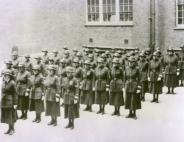 Women police officers on parade at Peel House, London