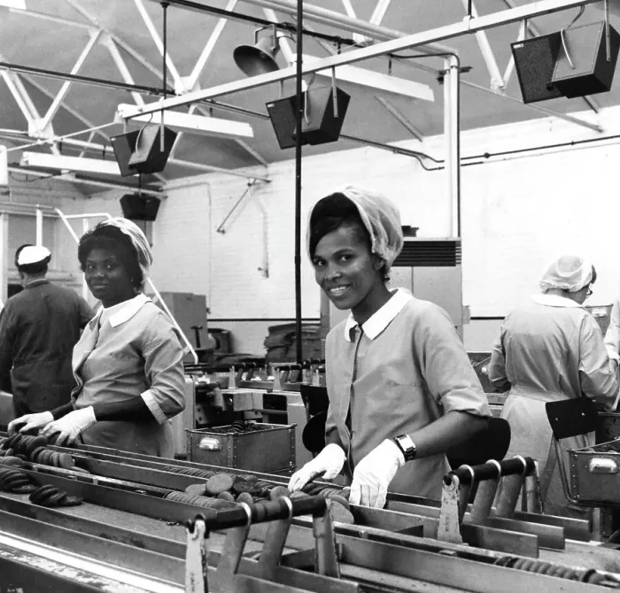 Framed Print : Women on production line, United Biscuits, Harlesden Framed Print : Women on production line, United Biscuits, Harlesden
