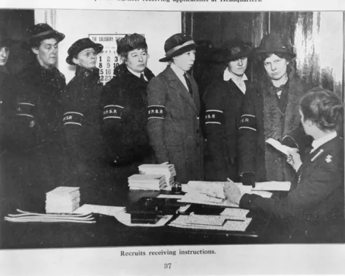 Framed Print : Women recruits for police jobs lined up Framed Print : Women recruits for police jobs lined up