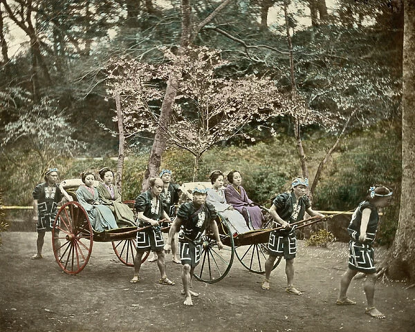 Women in rickshaws, Japan