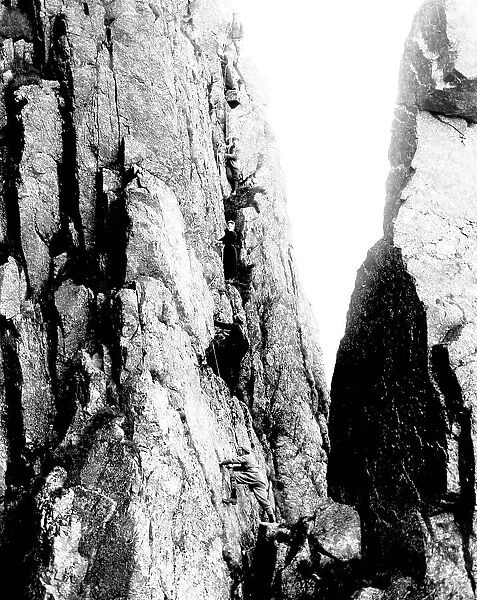 Women rock climbing in the Lake District