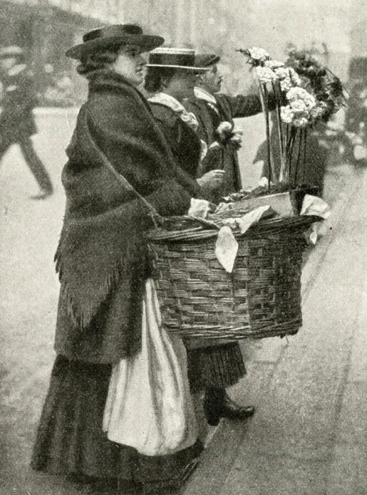 Framed Print : Women selling fresh flowers in a Central London street Framed Print : Women selling fresh flowers in a Central London street