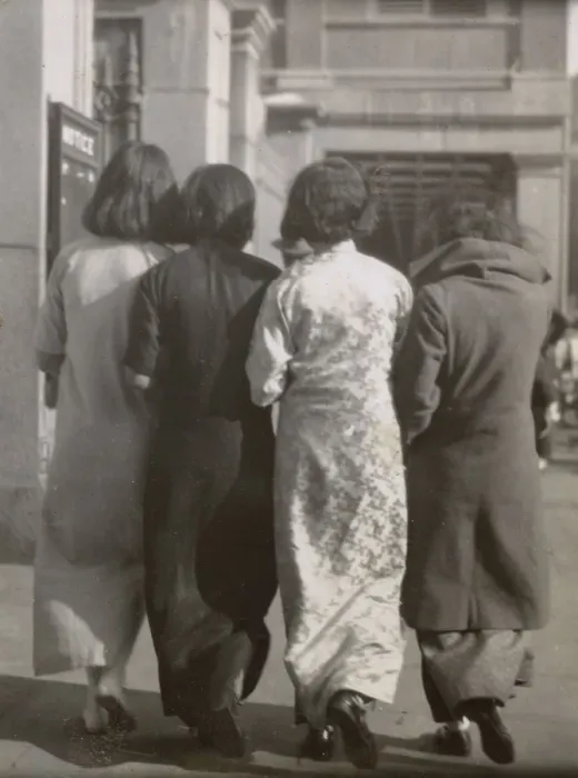 Framed Print : Four women in a shopping street, China Framed Print : Four women in a shopping street, China