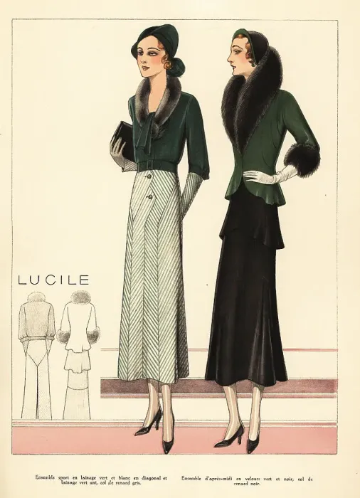 Framed Print : Women in sports and afternoon suits by Lucile, 1931 Framed Print : Women in sports and afternoon suits by Lucile, 1931