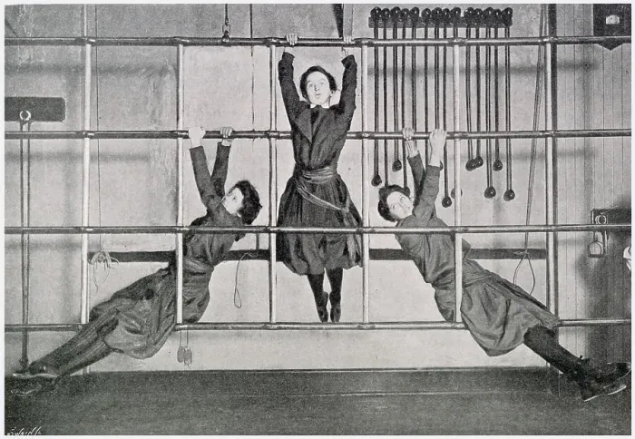 Framed Print : Women on the Swedish ladder. Date: 1901 Framed Print : Women on the Swedish ladder. Date: 1901